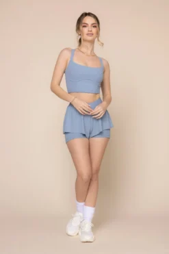 On The Run Ruffle Short - Blue Storm -Popflex Store DaphneCorsetCropTop 1047 RuffleShort BlueStorm 4017 02826