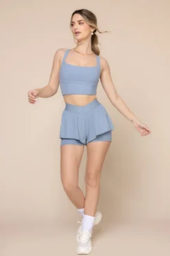 Daphne Corset Crop Top - Blue Storm -Popflex Store DaphneCorsetCropTop 1047 RuffleShort BlueStorm 4017 02828