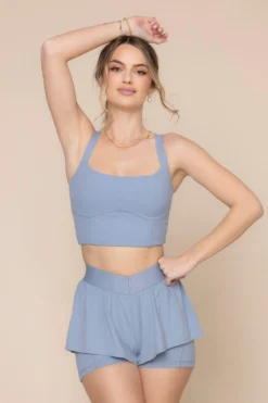 Daphne Corset Crop Top - Blue Storm -Popflex Store DaphneCorsetCropTop 1047 RuffleShort BlueStorm 4017 02841