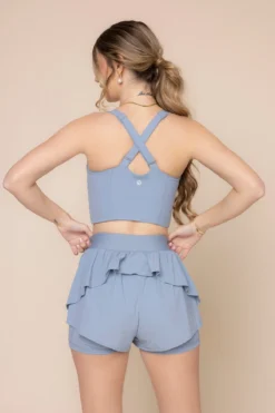 On The Run Ruffle Short - Blue Storm -Popflex Store DaphneCorsetCropTop 1047 RuffleShort BlueStorm 4017 02864