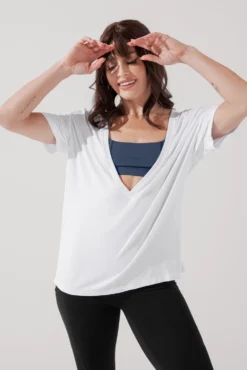 Daring Deep V Tee - White -Popflex Store DaringDeepVTee White B1025 0218 Edit