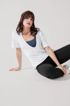 Daring Deep V Tee - White -Popflex Store DaringDeepVTee White B1025 0239 Edit