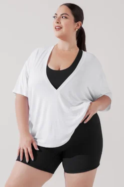 Daring Deep V Tee - White -Popflex Store DaringDeepVTee White B1025 1876 Edit