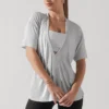 Daring Deep V Tee - Heather Grey