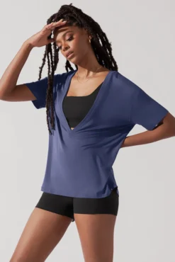 Daring Deep V Tee - Dark Navy -Popflex Store DarlingDeepVTee Navy B1025 0124 Edit 1cfe3bd5 238f 4bf7 9efb e3a62ee24ac4