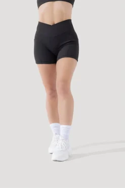 Crisscross Hourglass® Midi Shorts With Pockets (Ribbed) - Dark Charcoal -Popflex Store Deep Darling Bra 1028 CCHG Midi Shorts Dark Charcoal Ribbed 4015 0551