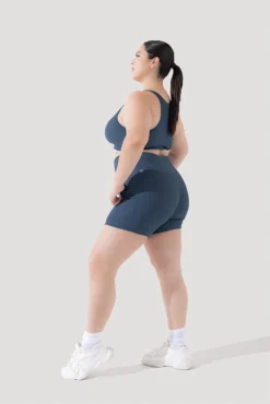 Crisscross Hourglass® Midi Shorts With Pockets (Ribbed) - Dark Navy -Popflex Store Deep Darling Bra 1028 CCHG Midi Shorts Ribbed Navy 4015 1187