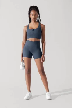 Crisscross Hourglass® Midi Shorts With Pockets (Ribbed) - Navy -Popflex Store ENERGYRIBBEDCROPBRAWHALFZIPNAVY1012 0002 Edit 1