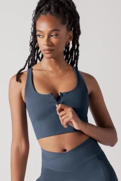 Energy Half Zip Crop Top (Ribbed) - Navy 12 Energy Half Zip Crop Top (Ribbed) - Navy -Popflex Store ENERGYRIBBEDCROPBRAWHALFZIPNAVY1012 0033 Edit 1