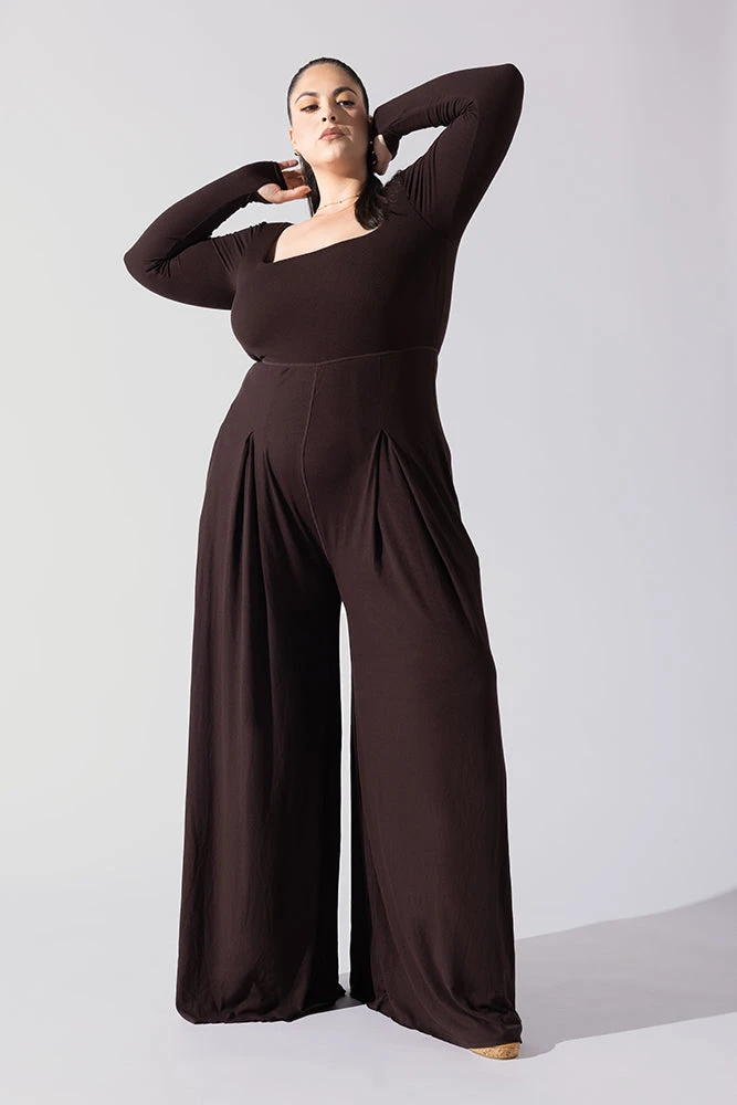 Go With The Flow Long Sleeve Jumpsuit - Cocoa 1 Go With The Flow Long Sleeve Jumpsuit - Cocoa