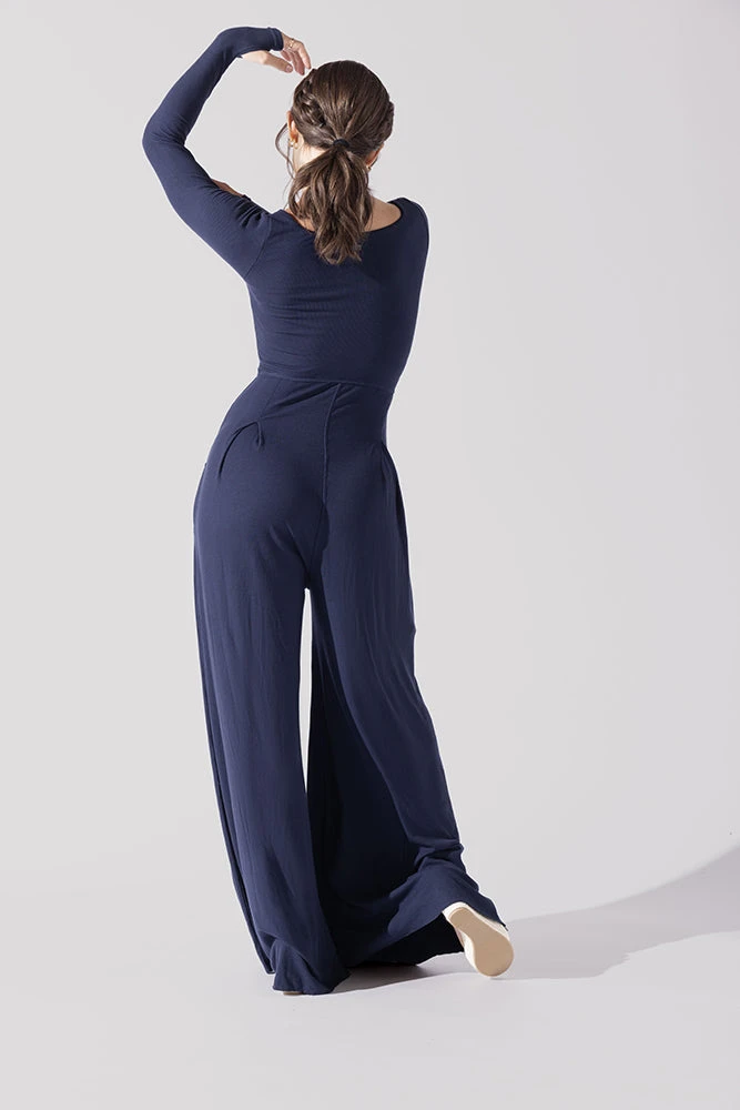 Go With The Flow Long Sleeve Jumpsuit - Cosmic Navy 5 Go With The Flow Long Sleeve Jumpsuit - Cosmic Navy - Image 5