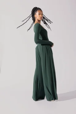 Go With The Flow Long Sleeve Jumpsuit - Pine -Popflex Store Go With The Flow Long Sleeve Jumpsuit Pine G1017 0020copy