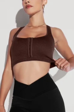 Hook It Up Seamless Bra - French Roast -Popflex Store HookItUpCropTop FrenchRoast CCHGLeggings Black 0756 Edit