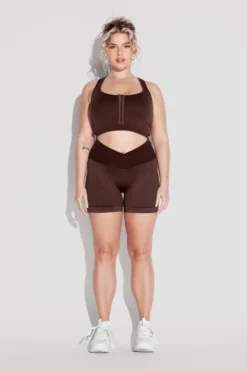 Crisscross Hourglass® Seamless Midi Shorts - French Roast -Popflex Store HookItUpCropTop CCHGShorts FrenchRoast 1552 Edit
