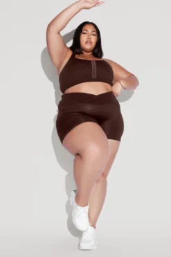 Crisscross Hourglass® Seamless Midi Shorts - French Roast -Popflex Store HookItUpCropTop CCHGShorts FrenchRoast 2297 Edit