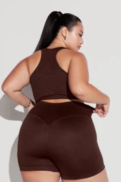 Crisscross Hourglass® Seamless Midi Shorts - French Roast -Popflex Store HookItUpCropTop CCHGShorts FrenchRoast 2829 Edit