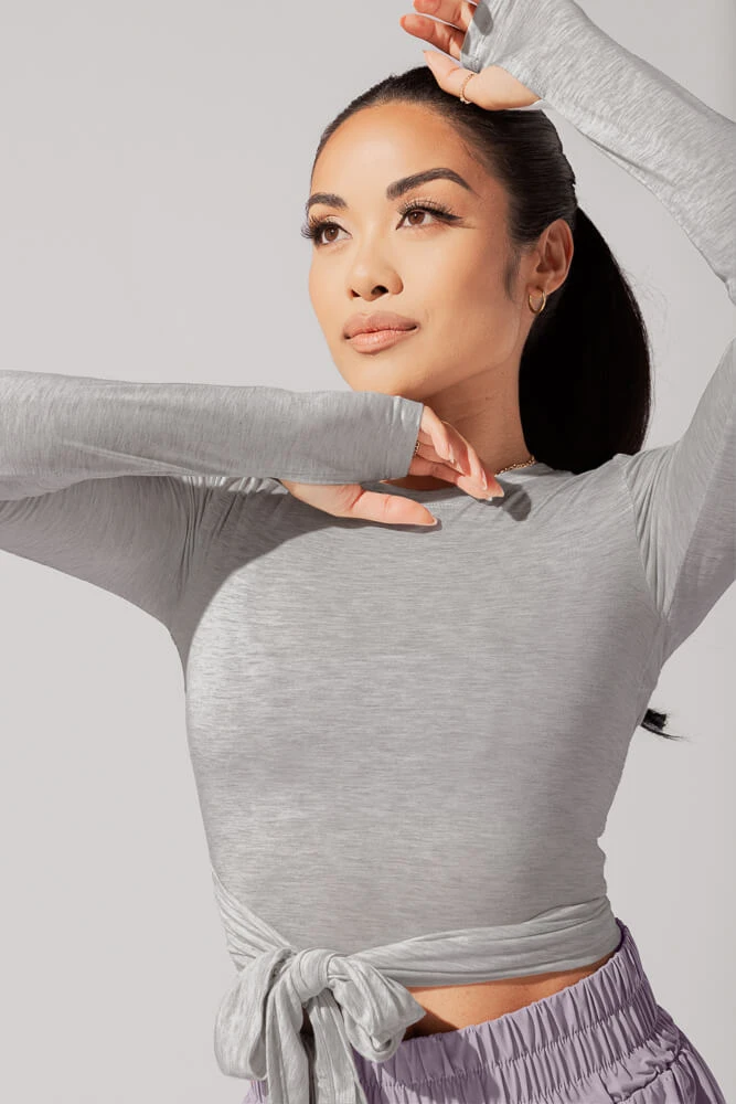 Bow Back Long Sleeve - Heather Grey 4 Bow Back Long Sleeve - Heather Grey - Image 4