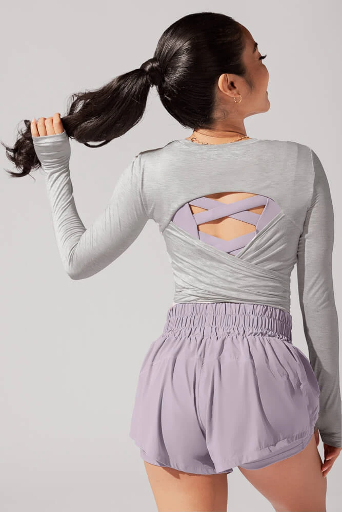 Bow Back Long Sleeve - Heather Grey 2 Bow Back Long Sleeve - Heather Grey - Image 2