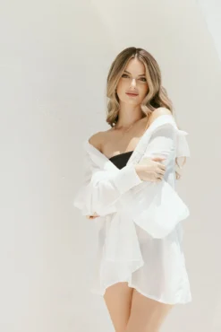 I Need A Vacation Shirt Dress With Pockets - White