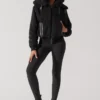 The Kinsley Bomber Jacket In Faux Sherpa - Black