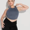 Let's Go Seamless Crop Top - Vintage Indigo