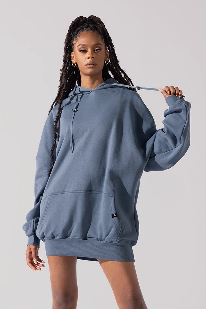 Long Cloud Hoodie - Blue Steel 1 Long Cloud Hoodie - Blue Steel