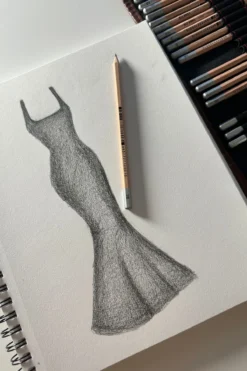 Hourglass Maxi Dress - Castaño Crinkle -Popflex Store MaxiDressSketchPopflex