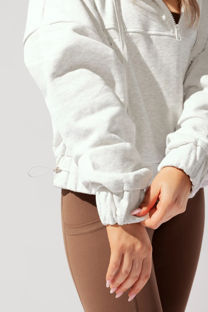 Half Zip Warm Up Hoodie - Light Heather Grey 5 Half Zip Warm Up Hoodie - Light Heather Grey - Image 5