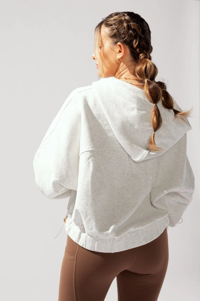 Half Zip Warm Up Hoodie - Light Heather Grey 7 Half Zip Warm Up Hoodie - Light Heather Grey - Image 7