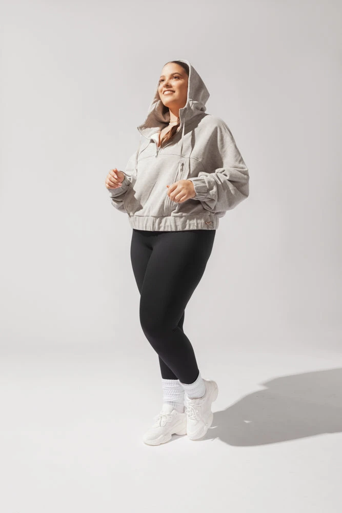 Half Zip Warm Up Hoodie - Heather Grey 2 Half Zip Warm Up Hoodie - Heather Grey - Image 2
