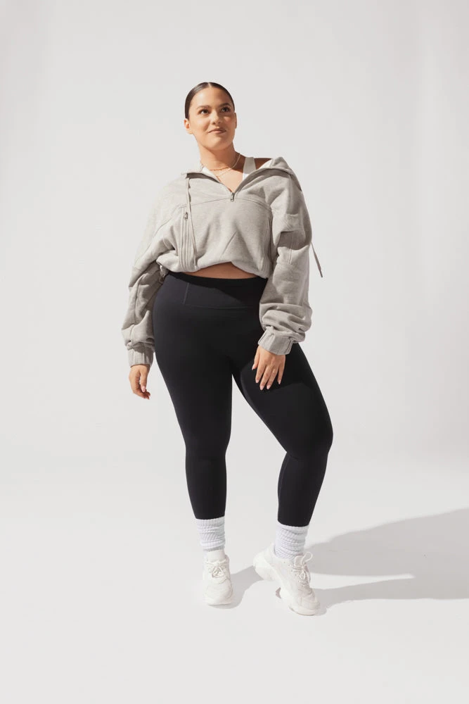 Half Zip Warm Up Hoodie - Heather Grey 1 Half Zip Warm Up Hoodie - Heather Grey