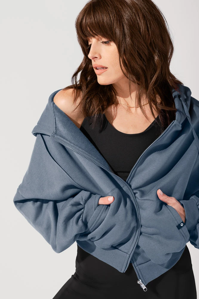 Zip Cloud Hoodie - Denim Blue 1 Zip Cloud Hoodie - Denim Blue