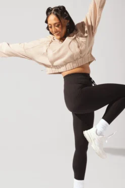 Half Zip Warm Up Hoodie - Latte -Popflex Store OPF2111 Edit