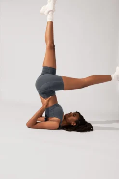 Crisscross Hourglass® Biker Short With Pockets (Pet Hair Resistant) - Smoky Grey 9 Crisscross Hourglass® Biker Short With Pockets (Pet Hair Resistant) - Smoky Grey -Popflex Store OPF3059 Edit