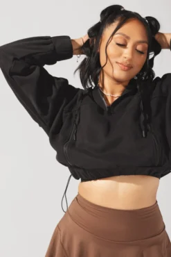 Half Zip Warm Up Hoodie - Black