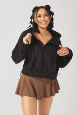 Half Zip Warm Up Hoodie - Black -Popflex Store OPF3569 Edit