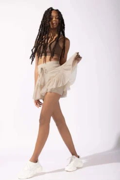 Pirouette Tiered Skort - Café Au Lait