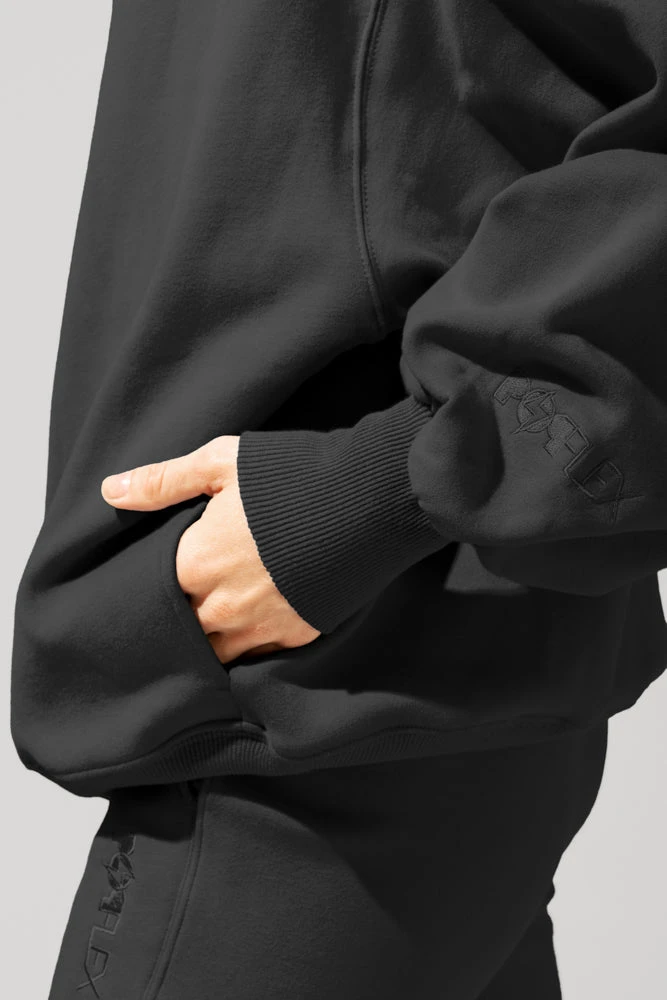 Ooey Gooey Mockneck Sweatshirt With Pockets - Black 2 Ooey Gooey Mockneck Sweatshirt With Pockets - Black - Image 2