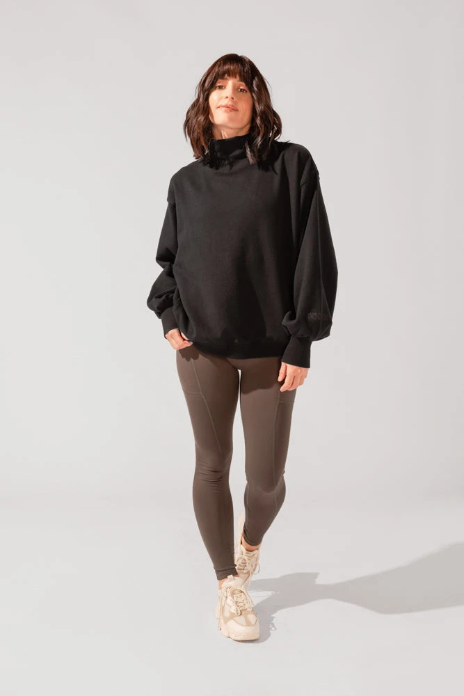 Ooey Gooey Mockneck Sweatshirt With Pockets - Black 4 Ooey Gooey Mockneck Sweatshirt With Pockets - Black - Image 4