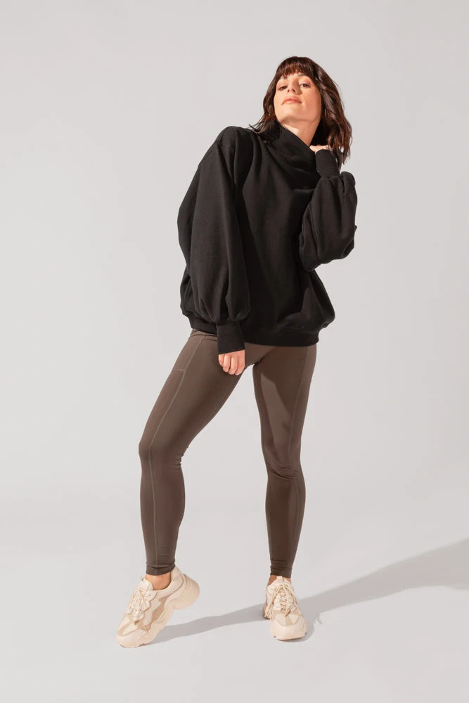 Ooey Gooey Mockneck Sweatshirt With Pockets - Black 3 Ooey Gooey Mockneck Sweatshirt With Pockets - Black - Image 3