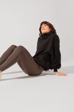 Ooey Gooey Mockneck Sweatshirt With Pockets - Black