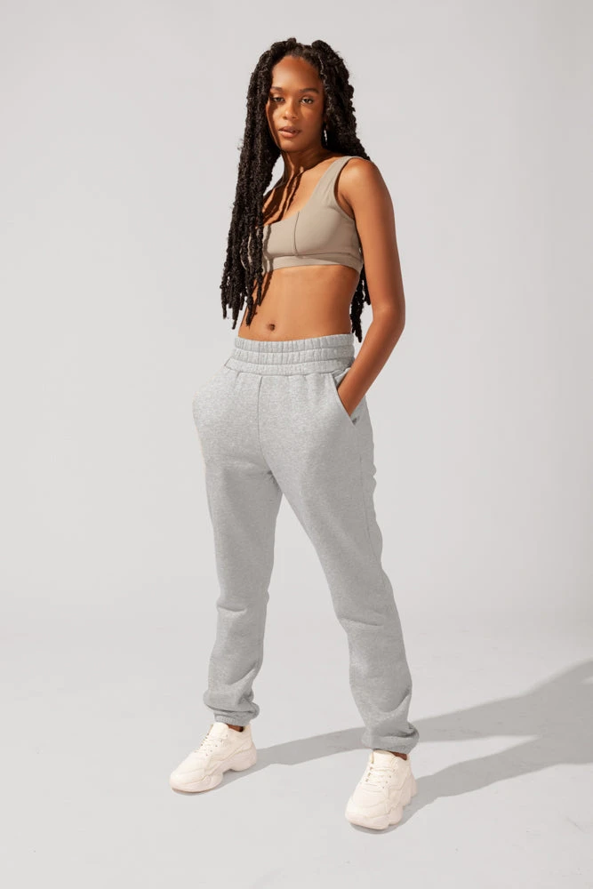 Cloud Rollover Sweatpant - Heather Grey 2 Cloud Rollover Sweatpant - Heather Grey - Image 2