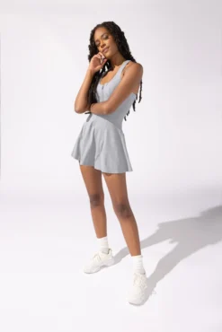 Matchpoint Workout Dress With Zipper - Blue Stone -Popflex Store OPF8776 Edit