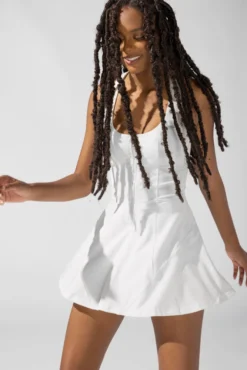 Matchpoint Workout Dress With Zipper - White -Popflex Store OPF8874 Edit