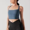 Daphne Corset Crop Top - Indigo Teal