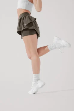 On The Run Ruffle Short - Deep Olive -Popflex Store OntheRunRuffleShort BlackOlive 4017 1235 Edit 4b2710f2 3c1f 470f 9396 e5154bc696fb
