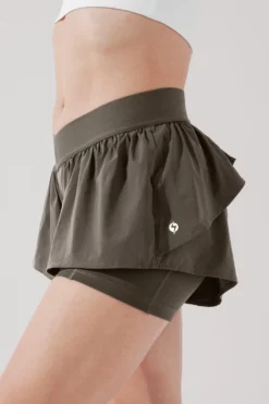 On The Run Ruffle Short - Deep Olive -Popflex Store OntheRunRuffleShort BlackOlive 4017 1276 Edit 181bfa7a aec5 4ded b9d9 fb343afaa2bc