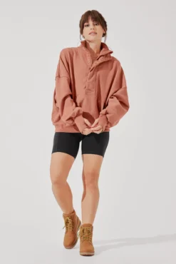 Ooey Gooey Half Zip Sweater - Canyon Clay -Popflex Store OoeyGooeyHalfZip Cinnamon E1016 4665 Edit