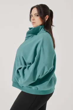 Ooey Gooey Half Zip Sweater - Turquoise -Popflex Store OoeyGooeyHalfZip Emerald E1016 4388 Edit