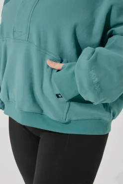 Ooey Gooey Half Zip Sweater - Turquoise -Popflex Store OoeyGooeyHalfZip Emerald E1016 4401 Edit